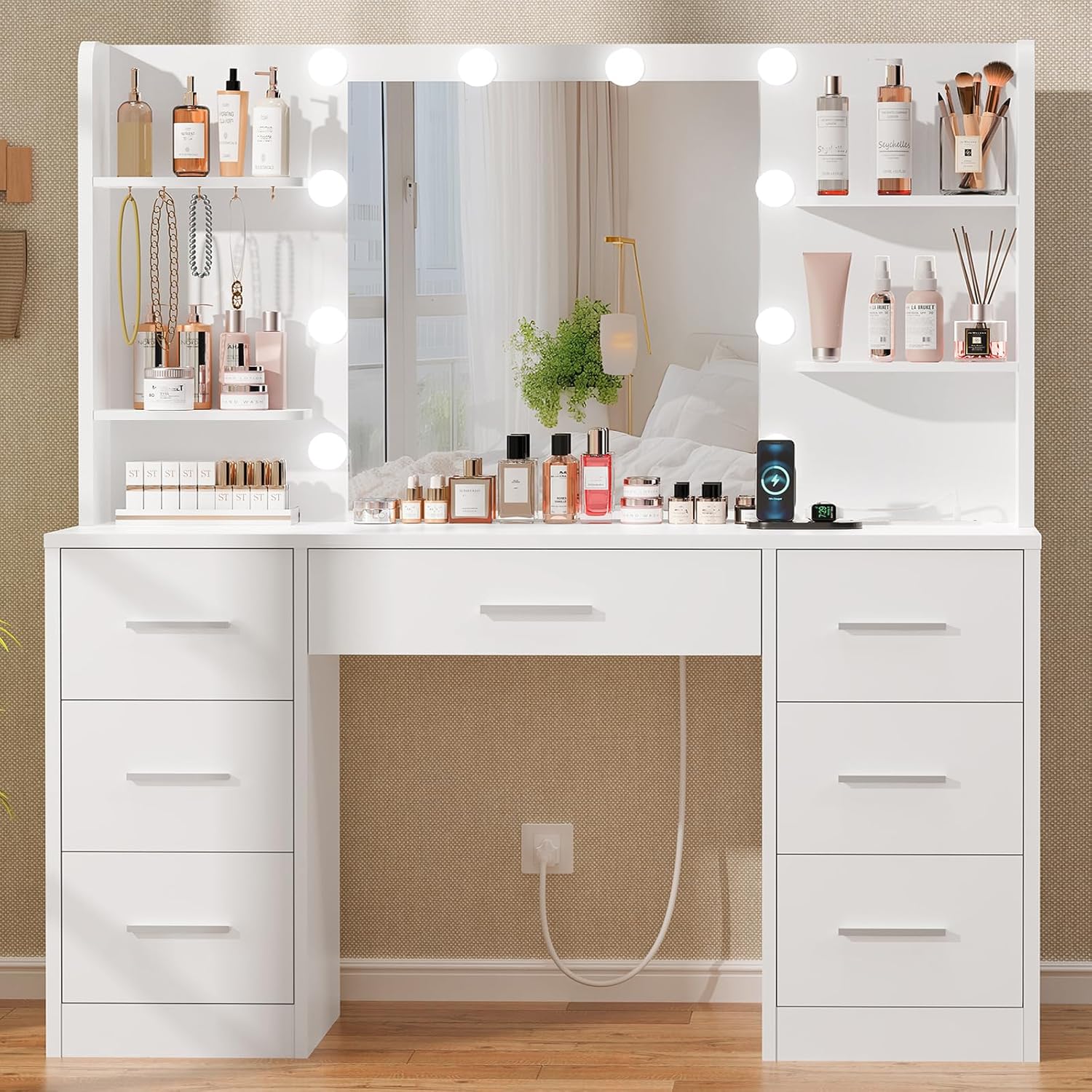 Home Outlet Bathroom - 대형 화장대 LED 조명 거울 전원