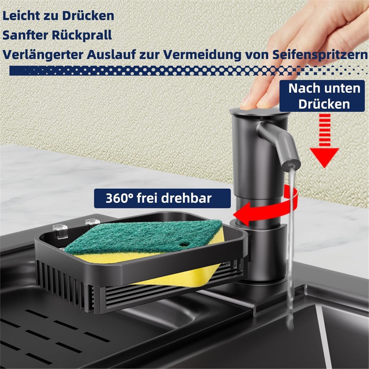 Soap Dispenser Pump - (A02R) 원레팩트 스테인리스 스틸 주방 싱크대용