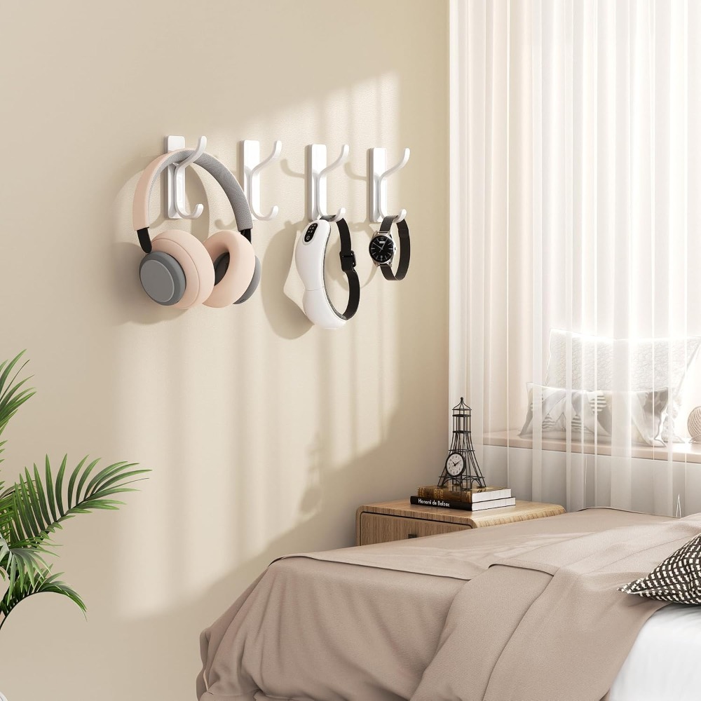 Robe Hook Adhesive - 헤비 듀티 접착식 벽걸이 후크 4개입