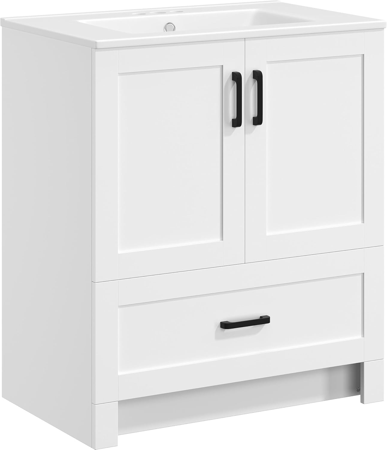 Home Bathroom Door - 30인치 세라믹 세면대가 있는 독립형 욕실