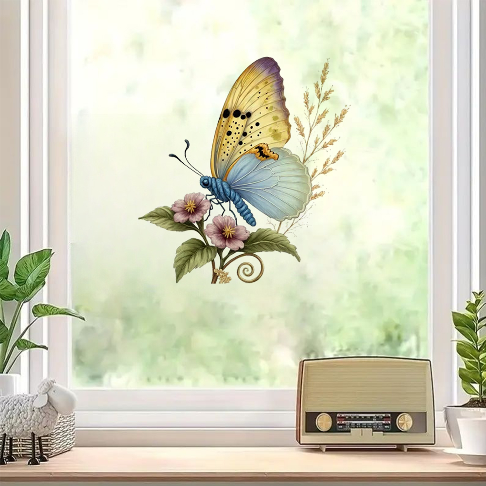 QT3189 # 꽃 줄기 위의 나비, 밝은 욕실, 가정 - Home Bathroom Wallpaper 리뷰 및 가격