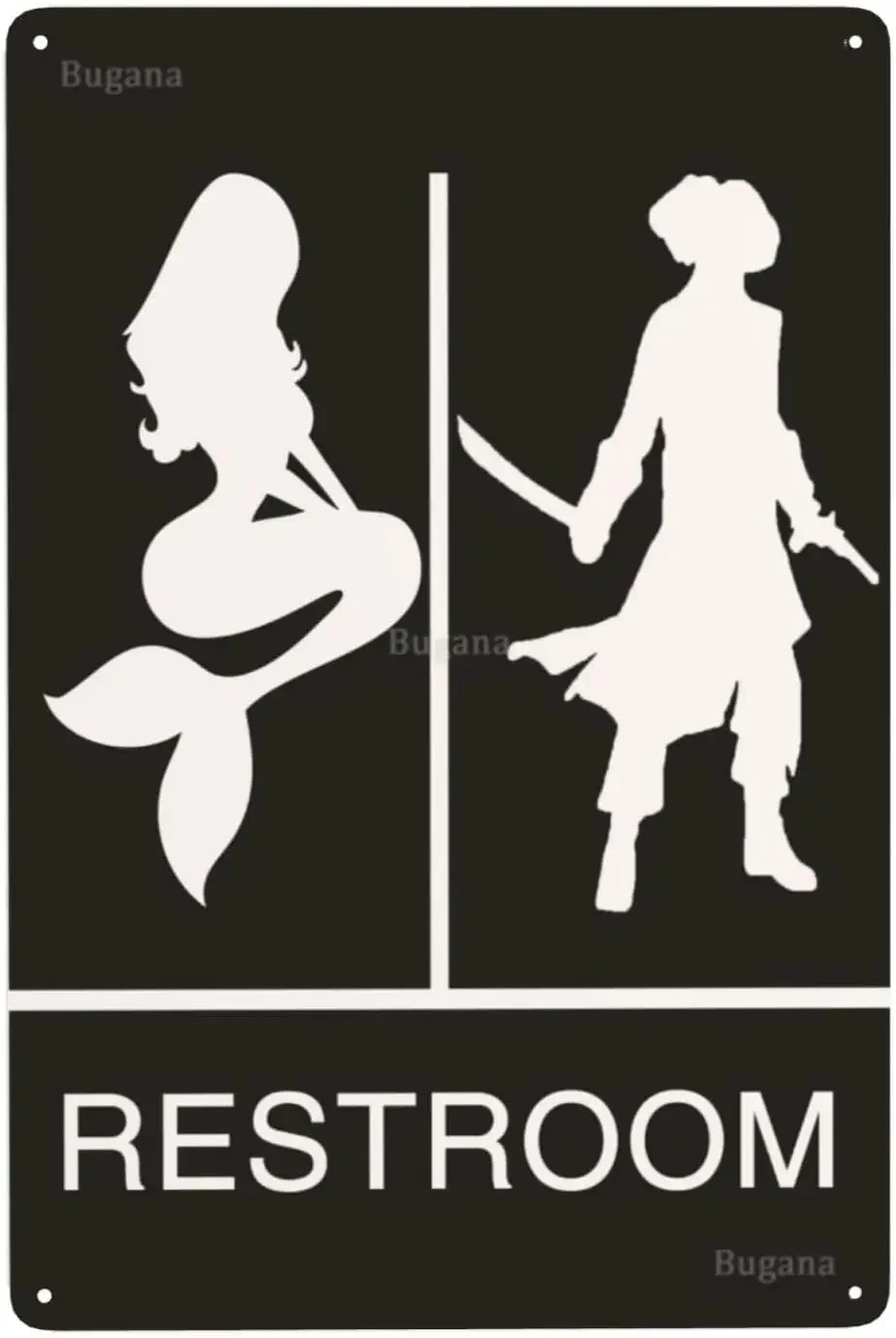 인어 해적 화장실 빈티지 금속 간판, 레트로 재미있는  - Home Bathroom Door 리뷰 및 가격