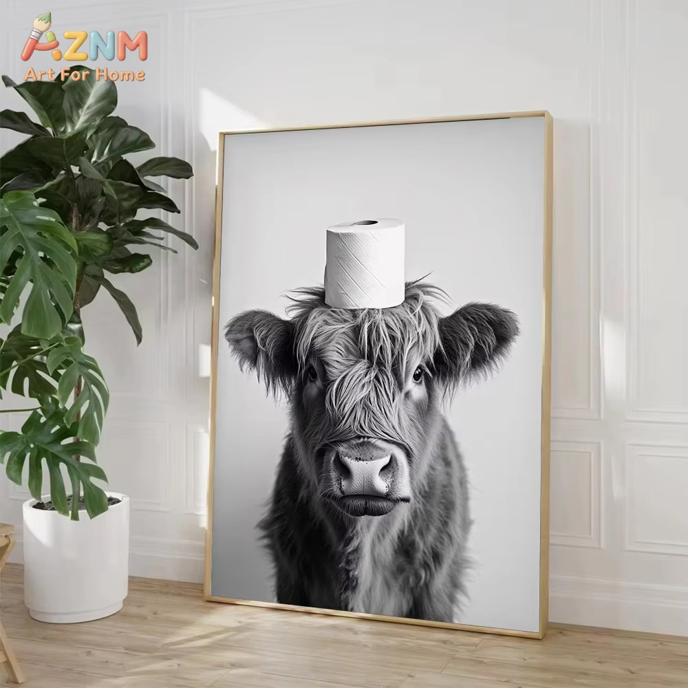 1PC, 하이랜드 카우 오터 고양이 너구리 화장지 포스 - Home Bathroom Wall Art 리뷰 및 가격