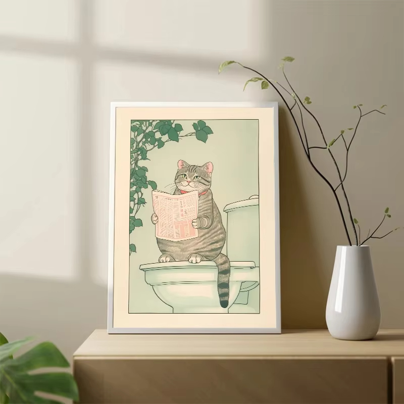 욕조 속의 프레임리스 고양이 일본 빈티지 클래식 호랑이 - Home Bathroom Wall Art 리뷰 및 가격