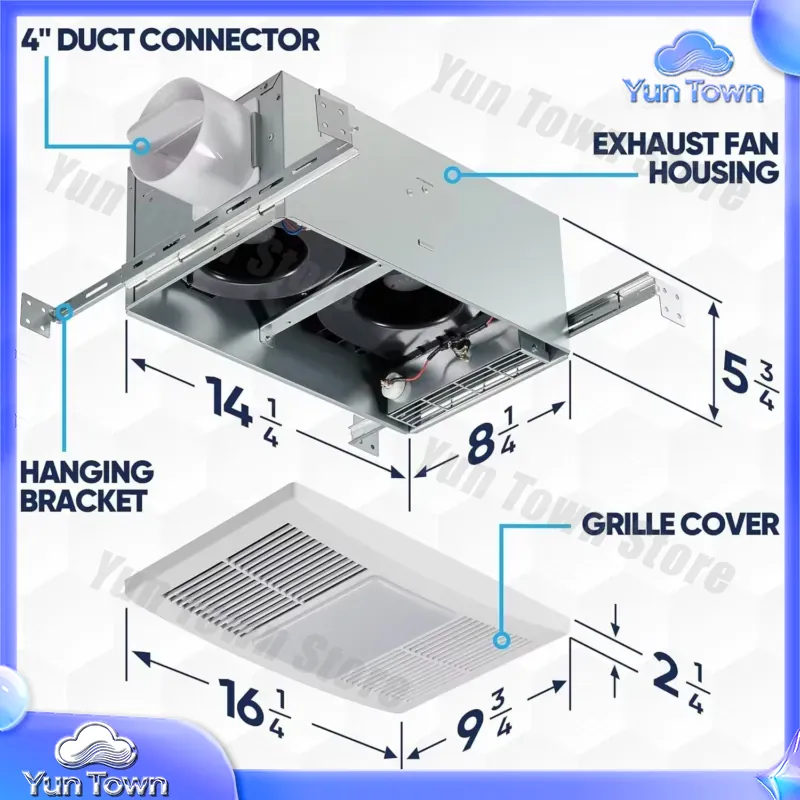 욕실용 히터 및 LED 조명 내장 배기팬 1300W 1 - Home Bathroom Vent Fans 리뷰 및 가격