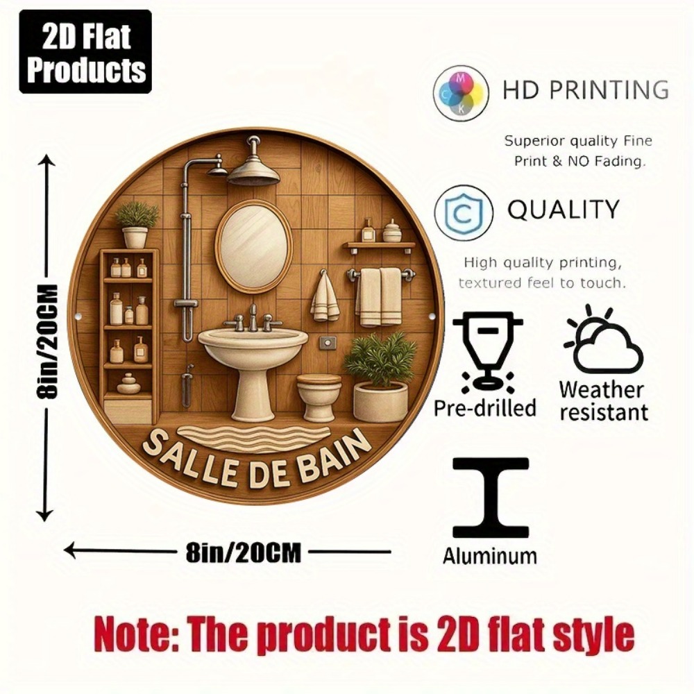 CIFBUY 레트로 프랑스식 욕실 원형 8x8인치 알루 - Home Bathroom Wall Art 리뷰 및 가격