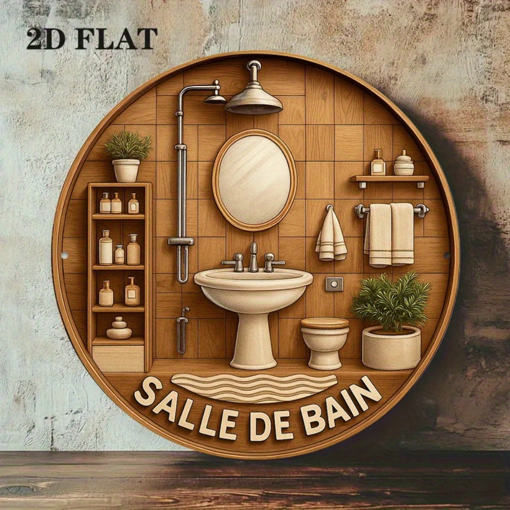 CIFBUY 레트로 프랑스식 욕실 원형 8x8인치 알루 - Home Bathroom Wall Art 리뷰 및 가격