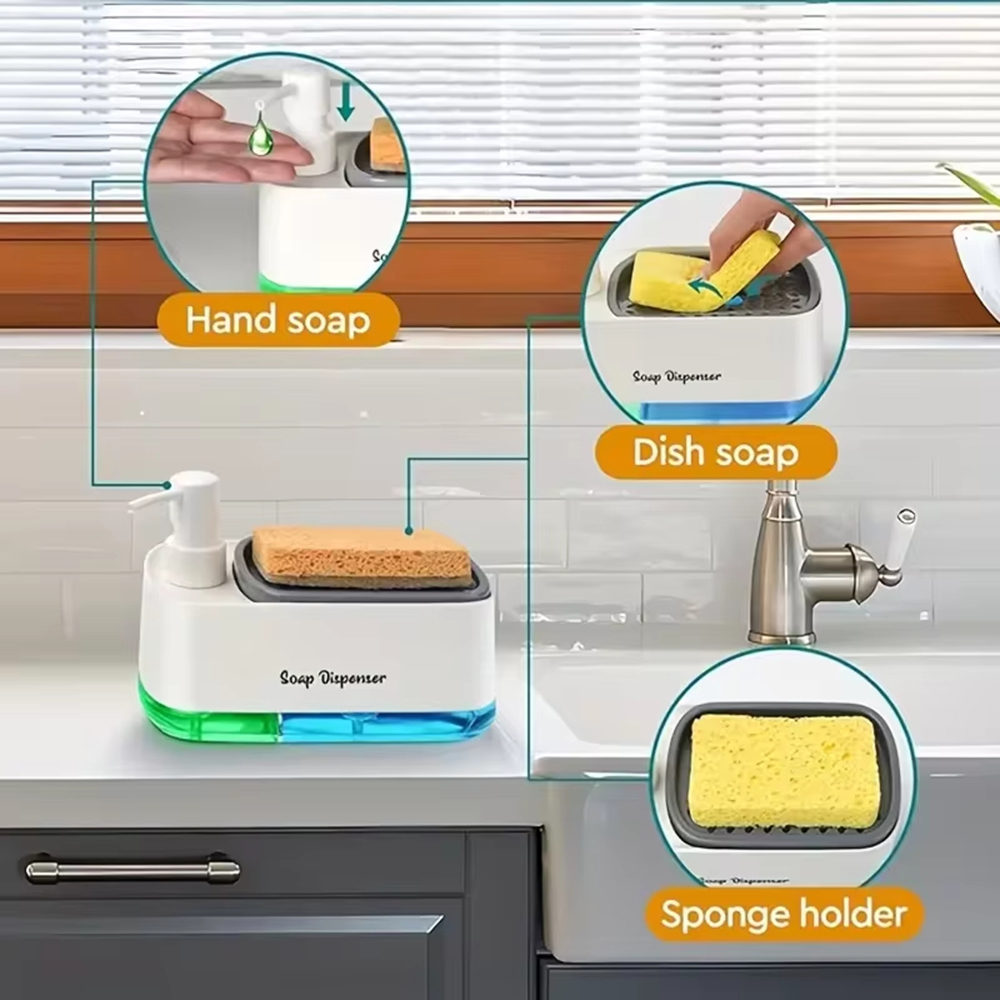 3-in-1 핸드 앤 디시 비누 디스펜서 세트 스펀지  - Soap Dispenser Pump 리뷰 및 가격
